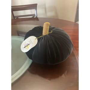 Threshold Decorative Shaped Pumpkin Pillow Black Velvet  Thanksgiving ‎ Decor